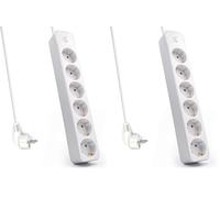 Welly EnjoyIT WY13166 - Regleta de alimentación 6 Posiciones Schuko 16A con Interruptor de Encendido/Apagado, Color Blanco, 6 Enchufes (Paquete de 2)