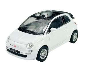 Welly Fiat 500C Cabrio Blanco a partir de 2009 1/34-1/39 Modelo de metal para coche Die Cast nuevo en caja