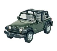 Welly Jeep Wrangler Rubicon verde oscuro abierto ca 1/34 - 1/39 metal modelo coche Die Cast nuevo en caja
