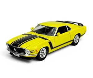 Welly Modelo Coche Compatible con 1970 Ford Mustang Boss 302 Amarillo Aprox. 1/24 Metal Modelo Coche Die Cast Nuevo en Caja 24094