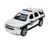 Welly Modelo Coche Compatible con Chevrolet Chevy Tahoe GMT921 SUV 3ª Generación Police Blanco 2006-2013 1/34-1/39 Metal Modelo Coche Die Cast Nuevo en Caja 43607