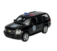 Welly Modelo Coche Compatible con Chevrolet Chevy Tahoe GMT921 SUV 3ª Generación Police Negro 2006-2013 1/34-1/39 Metal Modelo Coche Die Cast Nuevo en Caja 43607