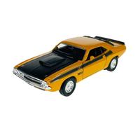 Welly Modelo Coche Compatible con Dodge Challenger T/A Coupe Amarillo 1ª Generación 1969-1974 ca 1/34-1/39 Metal Modelo Coche Die Cast Nuevo en Caja