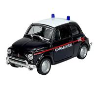 Welly Modelo Coche Compatible con FIAT Nuova 500 Carabinieri Policía 1957-1975 ca 1/34-1/39 Modelo Metal Auto Die Cast Nuevo en Caja