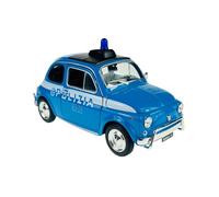 Welly Modelo Coche Compatible con FIAT Nuova 500 Policía Policía Azul 1957-1975 ca 1/24 1:24 Modelo Metal Coche Die Cast Nuevo en Caja