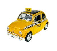 Welly Modelo Coche Compatible con Fiat Nuova 500 Taxi Amarillo 1957-1975 ca 1/24 1:24 Modelo Metal Coche Die Cast Nuevo en Caja