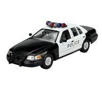 Welly Modelo Coche Compatible con Ford Crown Victoria Police Sedán Blanco Negro 2ª Generación 1997-2001 1/24 1:24 Metal Die Cast Nuevo en Caja