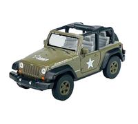 Welly Modelo Coche Compatible con Jeep Wrangler Rubicon JK Cabrio Abierto Verde Militar 2007-2018 ca 1/34-1/39 Modelo Metal Coche Die Cast Nuevo en Caja 42371