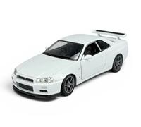 Welly Modelo Coche Compatible con Nissan Skyline R34 GT-R Coupe Blanco 1998-2002 1/24 1:24 Modelo Metal Coche Die Cast Nuevo en Caja