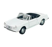 Welly Modelo Coche Compatible con Peugeot 404 Cabrio Blanco Abierto 1960-1975 ca 1/34-1/39 Modelo Metal Coche Die Cast Nuevo en Caja