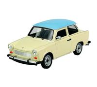 Welly Modelo Coche Compatible con Trabant Trabbi 601 Sedán Blanco Beige con Techo Azul ca 1/24 1:24 Modelo Metal Coche Die Cast Nuevo en Caja