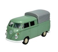 Welly Modelo Coche Compatible con Volkswagen T1 Doble Cabina Pick-Up Grun Bully Bus 1950-1967 1/34-1/39 Metal Modelo Coche Die Cast Nuevo en Caja 43603