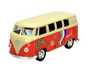 Welly Modelo Coche Compatible con VW Volkswagen Transporter T1 Naranja con techo blanco Samba Bully Bus 1950-1967 1/34-1/39 Metal Modelo Auto Die Cast Nuevo en caja 49764