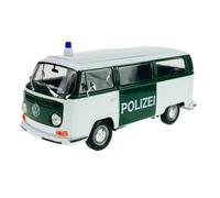 Welly Modelo de coche compatible con 1967 VW Volkswagen T2 Policía Verde con techo blanco Bus Transporter ca 1/24 1:24 Metal Modelo Coche Die Cast nuevo en caja 22472