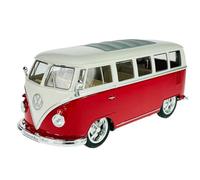 Welly - Modelo de coche compatible con VW Volkswagen Transporter T1 Bus Low Rider, rojo/blanco, 1963 aprox. 1/24 1:24, modelo de metal