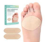 Welnove Almohadillas Adhesivas de Moleskina para Pies, Apósitos para Ampolla en los Pies, Diseño en Forma de Sector para el Antepié, Parches de para Callos y Protección de Rozaduras, 32 Hojas, Beige
