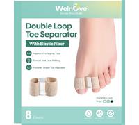 Welnove Bunion Toe Separators for Overlapping Toes - 8 Pcs Toe Spacers & Bunion Corrector for Women Men, Gel Straightener with 2 Loops, Relieves Foot Pain from Big Toe Misalignment