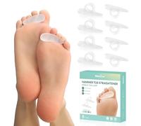 Welnove - Enderezador de dedos en martillo para mujer - 8 almohadillas de gel para dedos del pie para dedos doblados, torcidos, encorvados, en garra y en martillo - Soporte suave y realineamiento