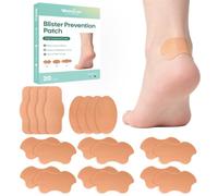Welnove Foam Pre-cut Blister Prevention Tape - 20 Count Waterproof Foam Pads for Feet, Toes, Heel - Blister Cushion Protectors for Skin Friction & Chafing Relief