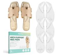 Welnove Insertos de soporte de arco para,3 pares soportes de arco de gel autoadhesivos para pies,almohadillas reutilizables para sandalias,pantuflas (Clear,S)