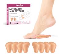 Welnove Metatarsal Pads for Women Men - 4 Pairs Leather Ball-of-Foot Cushions for Forefoot Support - Soft Ball of Foot Pads for Pain Relief, Metatarsalgia, Morton’s Neuroma, Fit for High Heels,Shoes