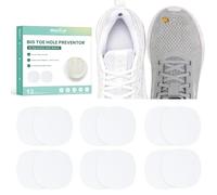 Welnove Parches Autoadhesivos para Zapatos - 6 Pares Protector contra Agujeros del Dedo Gordo, Reparación de Desgaste en Puntera y Talón, Adecuado para Zapatillas Deportivas,Blanco