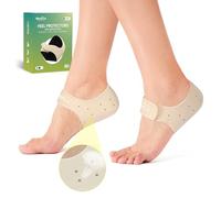 Welnove Protector de talón para fascitis plantar, talón de gel para mujer y hombre, espolones, plantillas de talón, para tendinitis de Aquiles (Beige, Large- EU Shoe Size 42-47)