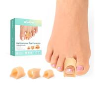 Welnove separadores de dedos de los pies - 6 pcs corrector de dedo martillo - Gel suave separador dedos pie silicona - Realinea dedos torcidos, encorvados, en garra para Unisex(2L+2M+2S, Beige)