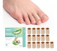 Welonove Toe Cushion Tube Sleeves, 16 Counts Soft Main Pads Covers for Women Men Pain Relief, Toe Sleeve Protectors for Cushions Calns, Blisters, Calluses, Toes - Medium Size, Beige