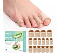Welonove Toe Cushion Tube Sleeves, 16 Counts Soft Main Pads Covers for Women Men Pain Relief, Toe Sleeve Protectors for Cushions Calns, Blisters, Calluses, Toes - Multisize, Beige