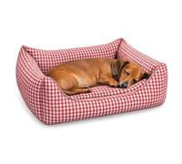 Welova Cuna Perros Vichy Azul Marino T-2 55x46x19cm, Lavable | Cuna para perros, funda extraíble lavable, borde acolchado, base antideslizante, cálida y cómoda