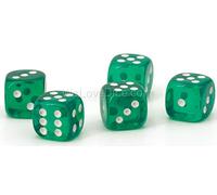 WeLoveBeads 12 mm D6 Dados Verde Transparente/Blanco - ¡Fabricado en Alemania! - 10 pcs