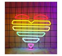 WELSAA Luces de neón Corazón Del Arco Iris, Letrero De Neón, Corazón De Amor, Luz LED Para Arte De La Pared Decoración Para Habitación De Niña, Fiesta De Boda, 35cm×31cm