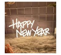 WELSAA Luces de neón Feliz Año Nuevo Letrero De Neón Luces Nocturnas Regulables Alimentadas Por USB, Para Decoración De Pared De Fiesta De Tienda 20cm×40cm(UN)