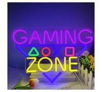 WELSAA Luces de neón Letrero De Neón Gaming Zone Para Decoración De Pared, Luz LED De Juego Alimentada Por USB Para Fiesta De Cumpleaños De Niños Adolescentes 42cm×28cm