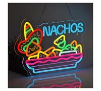 WELSAA Luces de neón Letrero De Neón LED Con Luz De Neón Regulable Por USB Para Decoración De Pared De Restaurante, Bar, Tienda Y Mercado, Con Diseño De Nachos, Queso 40x30cm(C)