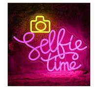 WELSAA Luces de neón Selfie Time Letrero De Neón Cámara Luz LED Brillo Ajustable Alimentado Por USB Para Estudio Fotográfico Habitación Decoración De Fiesta 38cm×29cm