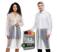 welsberg 2 Piezas Poncho de Lluvia Impermeable con Capucha y Mangas, Reutilizable, Chubasqueros Impermeable para Hombre y Mujer, Ropa de Agua para Viajes y Exteriores, Talla Única, Transparente