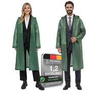 welsberg 2 Piezas Poncho de Lluvia Impermeable con Capucha y Mangas, Reutilizable, Chubasqueros Impermeable para Hombre y Mujer, Ropa de Agua para Viajes y Exteriores, Talla Única, Verde