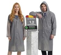 welsberg 2 Piezas Poncho de Lluvia Impermeable con Capucha y Mangas, Reutilizable, Chubasqueros Impermeable para Hombre y Mujer, Ropa de Agua para Viajes y Exteriores, Talla Única, Gris