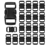 welsberg 20 Piezas Hebillas Plástico para Correas de 10mm, Mini Hebilla de Liberación Rápida 29x15x5 mm para Collares de Perros y Gatos, Cierre para Pulsera Paracord, Enganches para Mochilas, Negro