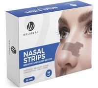 Welsberg 30 tiras nasales contra los ronquidos para hombres y mujer, ayudan a respirar mejor tirita nariz antironquidos, talla M, 55x16 mm, beige