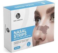 Welsberg 30x tiras nasales contra los ronquidos para hombres mujer, ayudan a respirar mejor tirita nariz antironquidos, talla L, 66x19 mm, beige