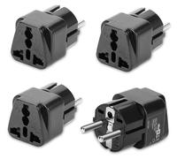 Welsberg 4 Adaptadores de Viaje de UK/US a EU, Adaptador Universal de Enchufe Inglés a Español, 3 Pines UK a 2 Pines EU para Europa, España, Francia, Alemania, Italia, Color Negro