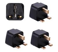 Welsberg Pack de 4 adaptadores de Viaje universales, convertidor de Enchufe Internacional de 2o3 Clavijas a Tomas de Corriente Tipo UK de 3-para Reino Unido,Gran Bretaña,Irlanda,Hong Kong,Dubái,Negro