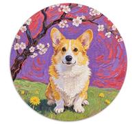 Welsh Corgi Puzzle Redondo Rompecabezas Redondo Intelectual Desafío para Niños Adultos Perro Lindo Rompecabezas De 1000 Piezas Juegos Únicos De Desafío1000pcs (67.5x67.5cm)