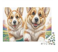 Welsh Corgi Puzzles 1000 Piezas para Adultos Dos Corgis en el césped Puzzle Juego for The Whole para Mujeres, Regalos para Hombres Cartón 100% Reciclado Decoración del Hogar 52x38cm/1000pcs