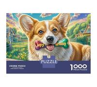 Welsh Corgi Rompecabezas 1000 Piezas Corgi sosteniendo un Juguete Sin Reflejos para Toda La Familia Estimulante Mental Decoración De Hogar Envío Rápido 52x38cm/1000pcs