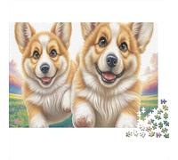 Welsh Corgi Rompecabezas 1000 Piezas para Adultos Dos Corgis Felices Puzzle Juego for The Whole para Mujeres, Regalos para Hombres Cartón 100% Reciclado Decoración del Hogar 52x38cm/1000pcs