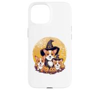 Welsh Corgi Witch Howl-O-Ween Pawsome Pumpkin Halloween Carcasa para iPhone 15